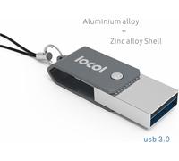 64 GB Duo USB-C Stick-2 in 1 < Type C and USB-A 3.0 > Waterproof & Fast-Extremely Durable Made of Metal-64GB Flash Drive Ideal on Key Ring in Grey