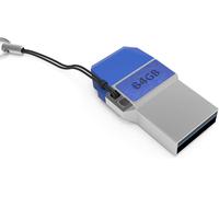 64 GB Duo USB-C Stick-2 in 1 < Type C and USB-A 3.0 > Waterproof & Fast-Extremely Durable Made of Metal-64GB Flash Drive Ideal on Key Ring in Blue
