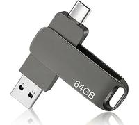 64 Go Double Clé USB 3.2 Gen 1 USB et Type-C Jump Drive Compatible avec PC, Smartphones, iPhone 15/16/17, MacBook et iPad Clés USB Capable de Stocker 16 000 Chansons/21 600 Photos/960 Minutes De Vidéo