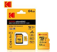 ( 64 GO) KODAK carte Micro SD carte mémoire rouge avec adaptateur 32GB MicroSDHC 64GB MicroSDXC MicroSD C10 A1 TF cartes Flash Cartao De Memoria