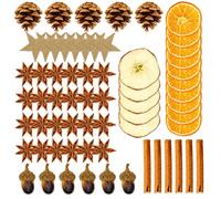 64 Pcs Décoration de Couronne de Noel Pot-Pourri de Noël | Accessoires de Couronne de L'avent Pomme de Pin Decorative Cannelle Baton Orange sechees Decoration Anis Étoilé Glands