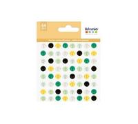 64 perles adhésives jaune-verte