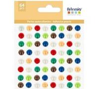 64 perles adhésives multicolores Multicolore
