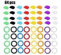 64 pices Couvres Cls Cache Caoutchouc Couvre Clef Caches De Cls Flexibles Couvre Clef Couleur Couverture Cap Multicolor PORTE-CLES