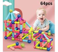 64 Pièces Bloc Construction Magnetique Enfant, Créer l'imagination Infinie 3D Jouets Magnétiques,Cadeau Pour Enfans