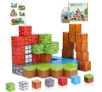 Azyvum 64 pièces Blocs de Construction magnétiques pour Enfants, Kit de Construction Montessori de la forêt Sensorielle Cubes pour Tout-Petits, magnétiques pour garçons et Filles de 3 à 10 Ans