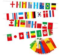 64 pièces de drapeaux de football de la Coupe du monde, dont 32 pays/régions, drapeaux internationaux rectangulaires colorés de 10 m, adaptés aux fêtes de football, aux bars. (14 * 21cm)