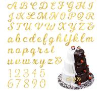 64 Pièces Lettres de Gâteau en Acrylique Doré Chiffres Miroir 0-9 et Lettres A-Z Deco Gateau Anniversaire Mariage Combinaison Gratuite Lettre Decorative Brillante