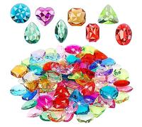64 Pièces Pierres Précieuses Acryliques Colorées Faux Diamant Gemme Cristal Bijoux Vas Trésors de Pirate pour Décoration de Table de Fête Aquarium Chasse au Tresor Enfant Anniversaire