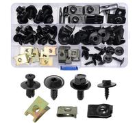 64 Pièces U Clips Et Des Vis Kit, Assortiment de Vis et d'ecrou Cage U-clip Voiture, Universal Metal U-Nuts, Clips en Plastique Rivet Fixations, pour Ailes Voitures et Panneau Porte Intérieur