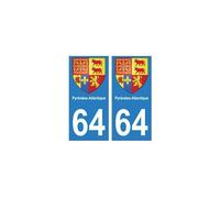 64 Pyrénées Atlantiques autocollant plaque blason armoiries stickers département - Angles : arrondis