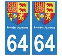 64 Pyrénées Atlantiques Autocollant Plaque Blason Armoiries Stickers département - Droits
