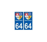 64 Salies-de-Béarn autocollant plaque immatriculation ville - Angles : arrondis