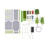 /64 Scale Diorama Parking de voiture avec LED, route et arbre, modèle de paysage pour collections de véhicules miniatures et construction de scènes de ville