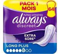 64 Serviettes Hygiéniques Incontinence Femme, Long Plus 5 Gouttes, Protection Absorbante Pour Fuites Urinaires Importantes, Pack 1 Mois.[G46]