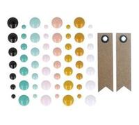 64 stickers en émail Good vibes + 20 étiquettes kraft Fanion Multicolore G