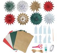 64 x Etoiles en Papier DIY, 21cm × 29.7cm 3D Etoile Papier a Suspendre Pochoirs, Étoiles Pliantes, 4 Couleurs Feuille Cartonner, pour Décoration de Noël, Mariage,Fenêtre, Décoration de Table