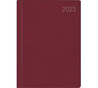 640-1011 Agenda de poche bordeaux 2023 - Agenda de bureau 10,2 x 14,2 cm - 1 semaine sur 2 pages - Couverture en plastique flexible - Carnet de notes - Agenda semainier