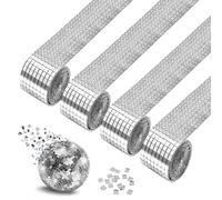 6400 Pièces Mosaique Miroir Autocollant Carreaux de Mosaïque Carrés Miroirs en Verre 5 x 5 mm Mini Autocollants Miroir Mosaïque pour Bricolage Artisanat Décoration 4 Rouleaux