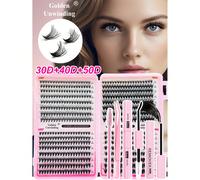 640pcs Cils d'extension dramatiques en C-Curl 8-16MM Mix, Livre de cils d'extension DIY, Grand volume doux, Cils en grappes individuels, Choisissez la colle, le dissolvant, les pinces selon vos besoin