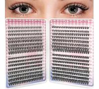 640pcs Fluffy Individual Eyelashes Kit, Cluster Lashes, DIY Lash Extension kit Russian D Curl Mixed Trays, (30D+40D+50D+60D)