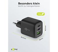 64753 Chargeur Rapide Multiport Usb-C Pd Nano (65 W) / 2 X Usb-C Pd 1 X Usb-A Quick Charge/Adaptateur Secteur Pour Câbles De Charge Iphone Et Autres Téléphones Mobiles/Noir