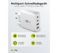 64818 Usb-C Pd Chargeur Rapide Multiport 4 Ports (68W) / 2X Usb-A 2X Usb-C Entrée/Power Delivery/Adaptateur Secteur Pour Câble Charge Iphone Et Autres Téléphones/Blanc