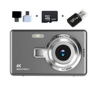 (64G Memory,Grey)Beginner Friendly 4k Digital Camera 16X Zoom Small Photography Camera Birthday Present