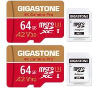 64GB Memory Card 2 Pack 4K Pro Camera Compatible with GoPro Switch Speed 95MB/s A2 U3 V30 Micro SDXC Card with SD Adapter