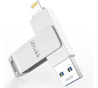 64GB MFi Certified USB Flash Drive for iPhone, Lightning USB Flash Drive, iPhone External Storage for iPad/iOS/Mac/Computer