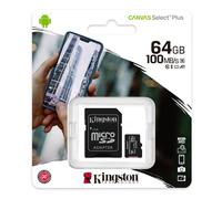 64GB MICROSD Carte Mémoire Micro SDXC Kingston Adaptateur SD + USB Lecteur