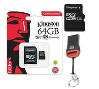 64GB MICROSD Carte Mémoire SDXC Kingston Adaptateur SD + USB Lecteur de