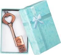 64GB Retro Metal USB Flash Drive Heart Shaped Memory Stick with Gift Box