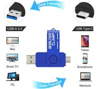64GB Type C USB Flash Drive Dual Connector USB C 3.0 U Disk Flash Drive for Android Smartphone S10/S9/S8,Huawei Honor,LG,Tablet and Computer (Blue)