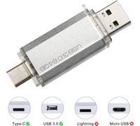 64GB USB 3.0 2 in 1 Fast OTG USB C 64GB 2 in 1 Type C 3.0 Metal Pen Drive 64GB Flash Drive 64GB for PC/Smartphones/MacBook Pro (Silver)