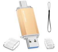 64GB USB C Flash Drive, 64GB 3.0 OTG Type C Flash Drive 2 in 1 Pen Drive Portable USB Memory Stick for Laptop/PC/Car/Tablet/Smartphone/TV (Gold)
