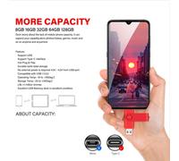 64GB USB C Flash Drive,OTG USB C Pen Drive,USB 2.0 and USB C Flash Drive,USB Type C Memory Stick for USB A + USB C Android Smartphone Metal Red