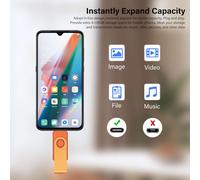 64GB USB C Flash Drive,OTG USB C Pen Drive,USB 2.0 and USB C Flash Drive,USB Type C Memory Stick for USB A + USB C Android Smartphone Metal Orange