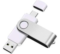 64GB USB C Flash Drive,OTG USB C Pen Drive,USB 3.0 and USB C Flash Drive,USB Type C Memory Stick for USB A + USB C Android Smartphone Metal White