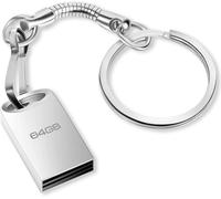 64GB USB Flash Drive Metal USB 2.0 64GB Thumb Flash Drive Waterproof Mini Pen Drive Portable Memory Stick for Laptop/PC/Smart TV/External Data Storage (Silver)