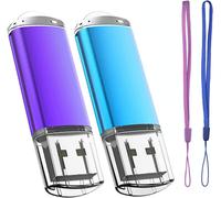 64GB USB Flash Drive USB 2.0 Flash Drive Storage Disk Memory Stick with Ropes, Set of Two Blue/Purple