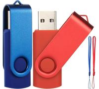 64GB USB Flash Drive USB 2.0 Flash Drive Storage Disk Memory Stick with Ropes,Set of Two Blue/Red