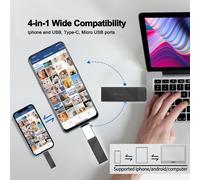 64GB USB Flash Drive,USB Flash Drive for iPhone,External Photo Stick USB 3.0 Photo Stick for iPhone,Android Mobile Phone,Pad,Computer,PC,Mobile Memory,Automatic PhotoBackup (Black,64GB)