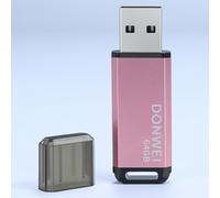 64GB USB Flash Drive, USB Flash Drive with LED Light, USB 2.0 Flash Drives, Portable Key for Music and Photo Files. Quick USB Player with Car Computer TV Car Radio - Pink