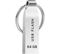64GB USB Stick Waterproof Metal USB Key with Key Ring Mini Portable Memory Stick for PC/Computer