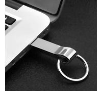 64GB USB2.0 Metal U Disk USB Flash Driver Portable Shockproof Anti-fall U Disk with Key Ring Plug and Play Silver