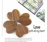64GB Wooden Heart Shaped USB Flash Drive, USB 3.0,Super Fast Gift Wooden Memory Stick for Birthday Anniversary Wedding (Only contains one USB Flash Drive