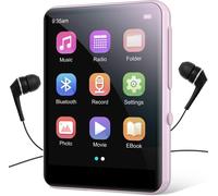 64Go Lecteur MP3 Bluetooth 5.0 avec 2.4"" Tactile Baladeur Lecteur Musical Son HiFi avec Bouton de Volume/Enregistrement Vocal/Radio FM/E-Book, Haut-Parleur HD Intégré, Carte TF Jusqu¿à 128G