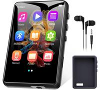 64Go Lecteur Mp3 Bluetooth 5.3, 2,4"" Tactile Portable Mp3 Lecteur Musique, Hifi Baladeur Mp3 Avec Hautparleur Vidéo/Enregistrement Vocal Radio Fm Ebook Extensible 128Go(Espace Noir)