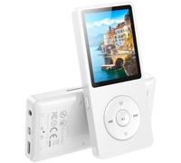 64Go Lecteur MP3 Bluetooth 5.3 AGPTEK Lecteur Musical avec Haut-Parleur et Bouton Volume Baladeur Portable sans Perte HiFi 70H Ultra-Longue Autonomie MP3 Sport avec Radio FM(sans Casque)-Blanc